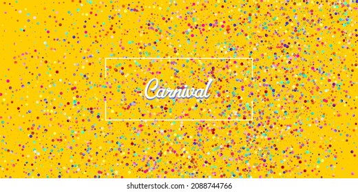Carnival Confetti Explosion Vector Background. Falling Color Tinsel, Fiesta Celebration Design. Birthday, New Year, Christmas Party Confetti Rain Shower. Colorful Circles, Bubbles, Shine Decoration.