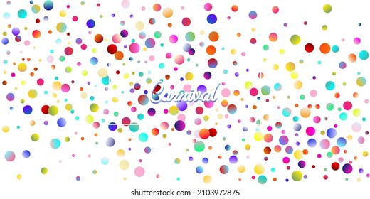 Carnival Confetti Explosion Vector Background. Birthday, New Year, Christmas Party Confetti Rain Shower. Colorful Circles, Bubbles, Bokeh Decoration. Falling Color Tinsel, Fiesta Celebration Design.