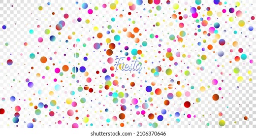 Carnival Confetti Explosion Vector Background. Falling Color Tinsel, Fiesta Celebration Design. Birthday, New Year, Christmas Party Confetti Rain Shower. Colorful Circles, Bubbles, Bokeh Decoration.