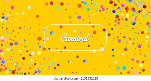 Carnival Confetti Explosion Vector Background. Colorful Circles, Bubbles, Bokeh Decoration. Falling Color Tinsel, Fiesta Celebration Design. Birthday, New Year, Christmas Party Confetti Rain Shower.