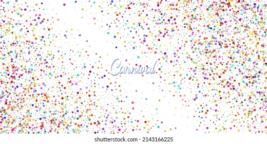 Carnival Confetti Explosion Vector Background. Birthday, New Year, Christmas Party Confetti Rain Shower. Falling Color Tinsel, Fiesta Celebration Design. Colorful Circles, Bubbles, Sparkle Decoration.