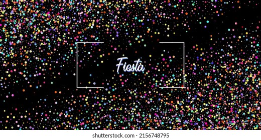 Carnival Confetti Explosion Vector Background. Birthday, New Year, Christmas Party Confetti Rain Shower. Falling Color Tinsel, Fiesta Celebration Design. Colorful Circles, Bubbles, Sparkle Decoration.