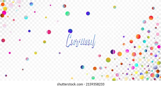 Carnival Confetti Explosion Vector Background. Falling Color Tinsel, Fiesta Celebration Design. Birthday, New Year, Christmas Party Confetti Rain Shower. Colorful Circles, Bubbles, Glitter Decoration.