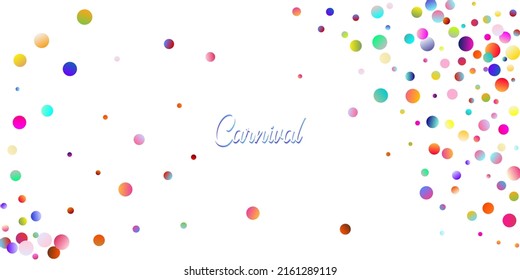 Carnival Confetti Explosion Vector Background. Falling Color Tinsel, Fiesta Celebration Design. Colorful Circles, Bubbles, Bokeh Decoration. Birthday, New Year, Christmas Party Confetti Rain Shower.