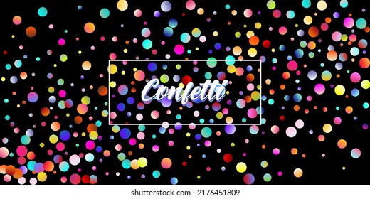 Carnival Confetti Explosion Vector Background. Falling Color Tinsel, Fiesta Celebration Design. Colorful Circles, Bubbles, Shine Decoration. Birthday, New Year, Christmas Party Confetti Rain Shower.