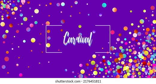 Carnival Confetti Explosion Vector Background. Birthday, New Year, Christmas Party Confetti Rain Shower. Falling Color Tinsel, Fiesta Celebration Design. Colorful Circles, Bubbles, Glitter Decoration.