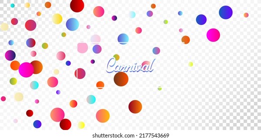 Carnival Confetti Explosion Vector Background. Colorful Circles, Bubbles, Bokeh Decoration. Birthday, New Year, Christmas Party Confetti Rain Shower. Falling Color Tinsel, Fiesta Celebration Design.