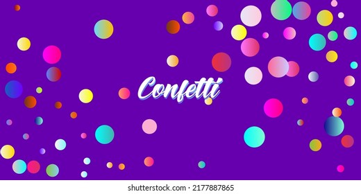 Carnival Confetti Explosion Vector Background. Falling Color Tinsel, Fiesta Celebration Design. Colorful Circles, Bubbles, Shine Decoration. Birthday, New Year, Christmas Party Confetti Rain Shower.
