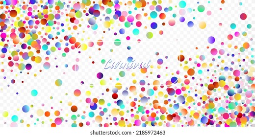 Carnival Confetti Explosion Vector Background. Birthday, New Year, Christmas Party Confetti Rain Shower. Colorful Circles, Bubbles, Glitter Decoration. Falling Color Tinsel, Fiesta Celebration Design.