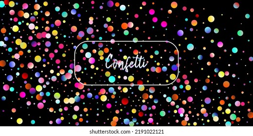 Carnival Confetti Explosion Vector Background. Colorful Circles, Bubbles, Sparkle Decoration. Birthday, New Year, Christmas Party Confetti Rain Shower. Falling Color Tinsel, Fiesta Celebration Design.