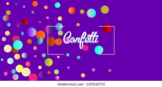 Carnival Confetti Explosion Vector Background. Falling Color Tinsel, Fiesta Celebration Design. Birthday, New Year, Christmas Party Confetti Rain Shower. Colorful Circles, Bubbles, Glitter Decoration.
