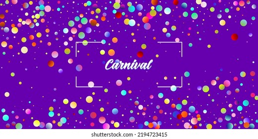Carnival Confetti Explosion Vector Background. Birthday, New Year, Christmas Party Confetti Rain Shower. Colorful Circles, Bubbles, Glitter Decoration. Falling Color Tinsel, Fiesta Celebration Design.