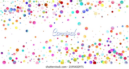 Carnival Confetti Explosion Vector Background. Colorful Circles, Bubbles, Sparkle Decoration. Birthday, New Year, Christmas Party Confetti Rain Shower. Falling Color Tinsel, Fiesta Celebration Design.