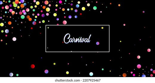 Carnival Confetti Explosion Vector Background. Birthday, New Year, Christmas Party Confetti Rain Shower. Falling Color Tinsel, Fiesta Celebration Design. Colorful Circles, Bubbles, Bokeh Decoration.