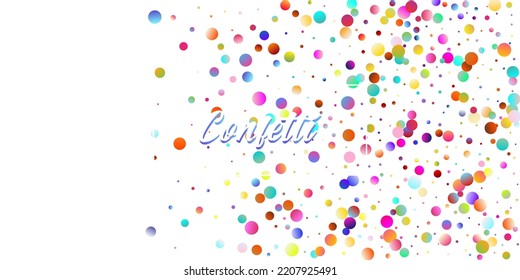 Carnival Confetti Explosion Vector Background. Colorful Circles, Bubbles, Shine Decoration. Falling Color Tinsel, Fiesta Celebration Design. Birthday, New Year, Christmas Party Confetti Rain Shower.