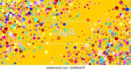 Carnival Confetti Explosion Vector Background. Falling Color Tinsel, Fiesta Celebration Design. Birthday, New Year, Christmas Party Confetti Rain Shower. Colorful Circles, Bubbles, Glitter Decoration.