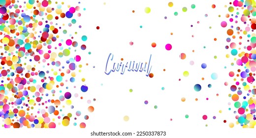 Carnival Confetti Explosion Vector Background. Falling Color Tinsel, Fiesta Celebration Design. Birthday, New Year, Christmas Party Confetti Rain Shower. Colorful Circles, Bubbles, Bokeh Decoration.