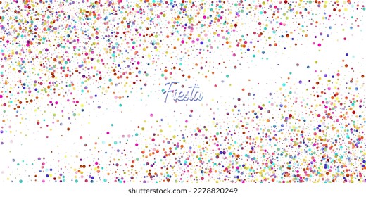 Carnival Confetti Explosion Vector Background. Falling Color Tinsel, Fiesta Celebration Design. Colorful Circles, Bubbles, Shine Decoration. Birthday, New Year, Christmas Party Confetti Rain Shower.