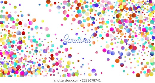 Carnival Confetti Explosion Vector Background. Falling Color Tinsel, Fiesta Celebration Design. Colorful Circles, Bubbles, Sparkle Decoration. Birthday, New Year, Christmas Party Confetti Rain Shower.