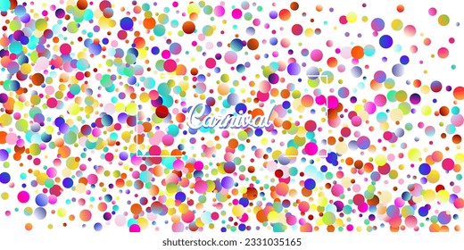 Carnival Confetti Explosion Vector Background. Falling Color Tinsel, Fiesta Celebration Design. Colorful Circles, Bubbles, Bokeh Decoration. Birthday, New Year, Christmas Party Confetti Rain Shower.