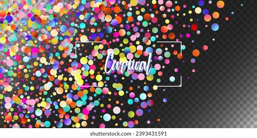 Carnival Confetti Explosion Vector Background. Falling Color Tinsel, Fiesta Celebration Design. Colorful Circles, Bubbles, Sparkle Decoration. Birthday, New Year, Christmas Party Confetti Rain Shower.