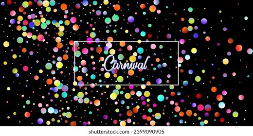 Carnival Confetti Explosion Vector Background. Colorful Circles, Bubbles, Bokeh Decoration. Falling Color Tinsel, Fiesta Celebration Design. Birthday, New Year, Christmas Party Confetti Rain Shower.