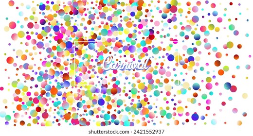 Carnival Confetti Explosion Vector Background. Falling Color Tinsel, Fiesta Celebration Design. Birthday, New Year, Christmas Party Confetti Rain Shower. Colorful Circles, Bubbles, Glitter Decoration.