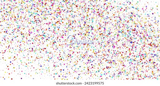 Carnival Confetti Explosion Vector Background. Colorful Circles, Bubbles, Sparkle Decoration. Falling Color Tinsel, Fiesta Celebration Design. Birthday, New Year, Christmas Party Confetti Rain Shower.
