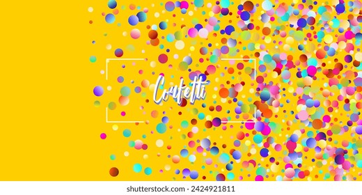 Carnival Confetti Explosion Vector Background. Falling Color Tinsel, Fiesta Celebration Design. Birthday, New Year, Christmas Party Confetti Rain Shower. Colorful Circles, Bubbles, Glitter Decoration.
