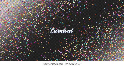 Carnival Confetti Explosion Vector Background. Colorful Circles, Bubbles, Shine Decoration. Falling Color Tinsel, Fiesta Celebration Design. Birthday, New Year, Christmas Party Confetti Rain Shower.