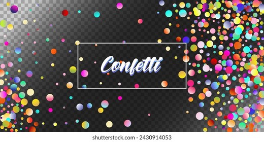 Carnival Confetti Explosion Vector Background. Birthday, New Year, Christmas Party Confetti Rain Shower. Colorful Circles, Bubbles, Shine Decoration. Falling Color Tinsel, Fiesta Celebration Design.