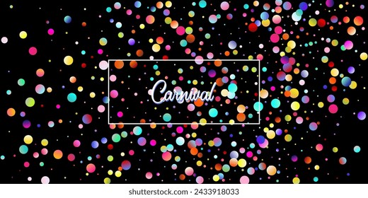 Carnival Confetti Explosion Vector Background. Birthday, New Year, Christmas Party Confetti Rain Shower. Colorful Circles, Bubbles, Shine Decoration. Falling Color Tinsel, Fiesta Celebration Design.