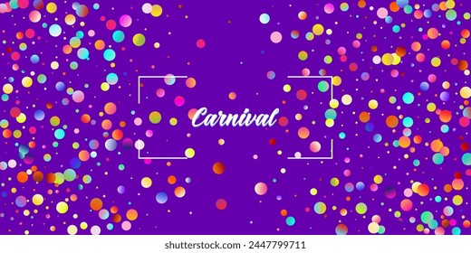 Carnival Confetti Explosion Vector Background. Birthday, New Year, Christmas Party Confetti Rain Shower. Colorful Circles, Bubbles, Shine Decoration. Falling Color Tinsel, Fiesta Celebration Design.