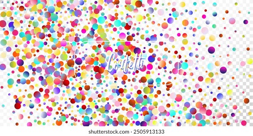 Carnival Confetti Explosion Vector Background. Colorful Circles, Bubbles, Shine Decoration. Falling Color Tinsel, Fiesta Celebration Design. Birthday, New Year, Christmas Party Confetti Rain Shower.