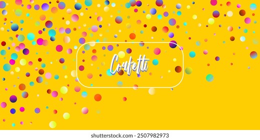 Fondo de Vector de explosión de confeti de carnaval. Cumpleaños, Año Nuevo, Fiesta de Navidad Confeti Lluvia Ducha. Tinsel de color que cae, diseño de la celebración de la fiesta. Círculos coloridos, burbujas, decoración del brillo.
