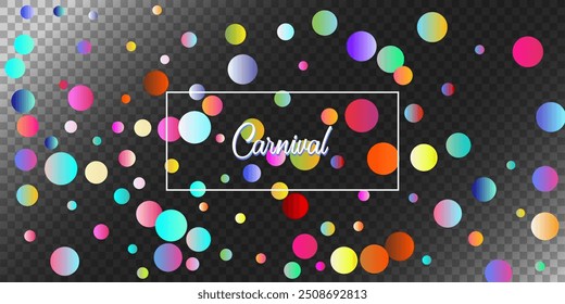 Fondo de Vector de explosión de confeti de carnaval. Cumpleaños, Año Nuevo, Fiesta de Navidad Confeti Lluvia Ducha. Tinsel de color que cae, diseño de la celebración de la fiesta. Círculos coloridos, burbujas, decoración Bokeh.