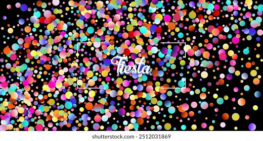 Carnival Confetti Explosion Vector Background. Colorful Circles, Bubbles, Glitter Decoration. Falling Color Tinsel, Fiesta Celebration Design. Birthday, New Year, Christmas Party Confetti Rain Shower.