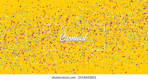 Carnival Confetti Explosion Vector Background. Falling Color Tinsel, Fiesta Celebration Design. Colorful Circles, Bubbles, Glitter Decoration. Birthday, New Year, Christmas Party Confetti Rain Shower.