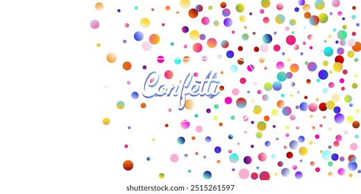 Carnival Confetti Explosion Vector Background. Colorful Circles, Bubbles, Glitter Decoration. Birthday, New Year, Christmas Party Confetti Rain Shower. Falling Color Tinsel, Fiesta Celebration Design.