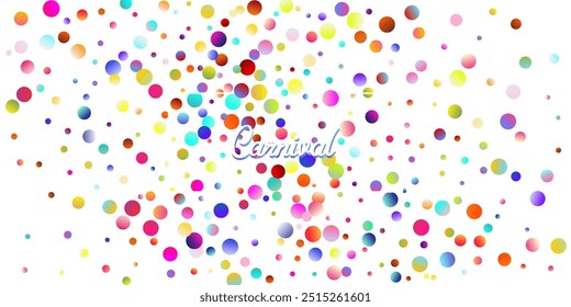 Carnival Confetti Explosion Vector Background. Birthday, New Year, Christmas Party Confetti Rain Shower. Falling Color Tinsel, Fiesta Celebration Design. Colorful Circles, Bubbles, Shine Decoration.