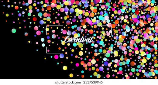 Fondo de Vector de explosión de confeti de carnaval. Tinsel de color que cae, diseño de la celebración de la fiesta. Cumpleaños, Año Nuevo, Fiesta de Navidad Confeti Lluvia Ducha. Círculos coloridos, burbujas, decoración de la chispa.