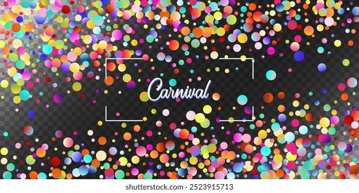 Fondo de Vector de explosión de confeti de carnaval. Círculos coloridos, burbujas, decoración Bokeh. Tinsel de color que cae, diseño de la celebración de la fiesta. Cumpleaños, Año Nuevo, Fiesta de Navidad Confeti Lluvia Ducha.