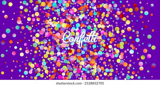 Fondo de Vector de explosión de confeti de carnaval. Tinsel de color que cae, diseño de la celebración de la fiesta. Cumpleaños, Año Nuevo, Fiesta de Navidad Confeti Lluvia Ducha. Círculos coloridos, burbujas, decoración Bokeh.