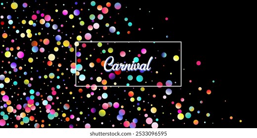 Plano de fundo de vetor de explosão de confete de carnaval. Aniversário, Ano Novo, Chá de chuva em Confete de Festa de Natal. Círculos Coloridos, Bolhas, Decoração Brilhante. Falling Color Tinsel, Projeto de celebração da festa.