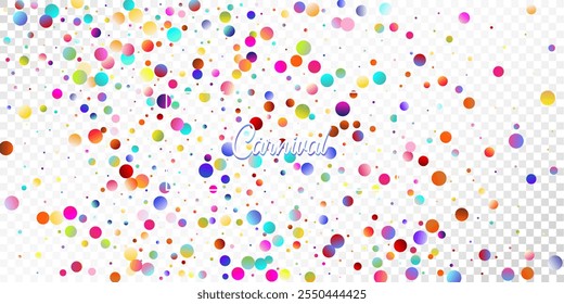 Carnival Confetti Explosion Vector Background. Colorful Circles, Bubbles, Shine Decoration. Falling Color Tinsel, Fiesta Celebration Design. Birthday, New Year, Christmas Party Confetti Rain Shower.