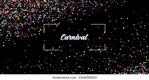 Carnival Confetti Explosion Vector Background. Falling Color Tinsel, Fiesta Celebration Design. Colorful Circles, Bubbles, Bokeh Decoration. Birthday, New Year, Christmas Party Confetti Rain Shower.