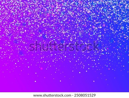 Carnival Confetti. Glare Pattern. Modern Design. Digital Dust. Neon Tinsel. Iridescent Paper. 3d Surprise Explosion. Pink Disco Burst. Purple Carnival Confetti