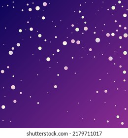Carnival Confetti. Isolated Masquerade Border with Falling Round Dots. Iridescent Color Anniversary Banner on Purple Backdrop. Rainbow Birthday Poster. Carnaval Party Background. Sylvester Design.