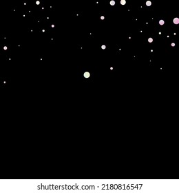 Carnival Confetti. Isolated Masquerade Border with Falling Round Dots. Metal Color Anniversary Banner on Black Backdrop. Carnaval Party Background. Rainbow Birthday Poster. Sylvester Design.