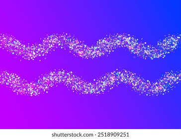 Carnival Confetti. Light Isolated Explosion. Falling Dust. Blue 3d Background. Transparent Burst. Neon Glitter. Digital Poster. Happy Pattern. Purple Carnival Confetti